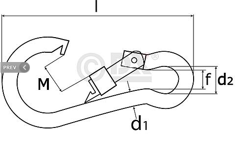 Karabijnhaak met Schroef C-DIN 5299 100x10 mm rvs AISI 316 - Afbeelding 2