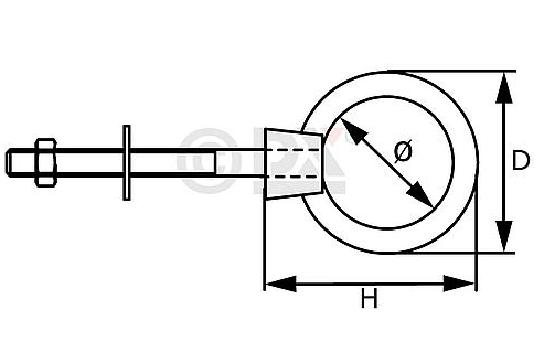 Oogbout 06x60 mm rvs AISI 316 - Afbeelding 2