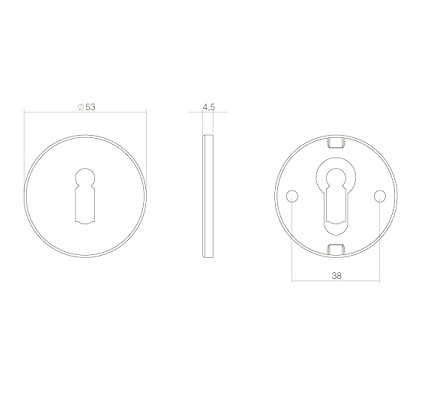 Intersteel sleutelrozetten verdekt ø53x5mm rvs - Afbeelding 2
