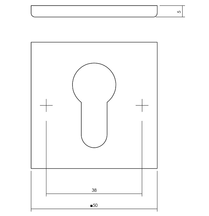 Intersteel cilinderrozetten verdekt 50x50x5mm structuur zwart - Afbeelding 2