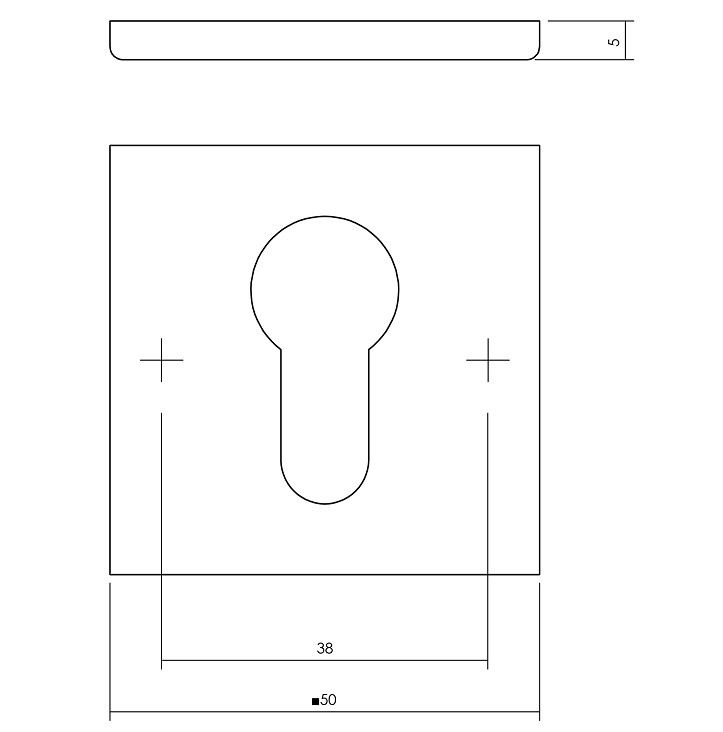Intersteel cilinderrozetten verdekt 50x50x5mm rvs - Afbeelding 2