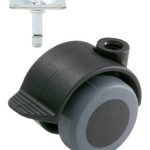 Meubelwiel zwart Zacht + Rem 40 mm met Bevestigingsplaat