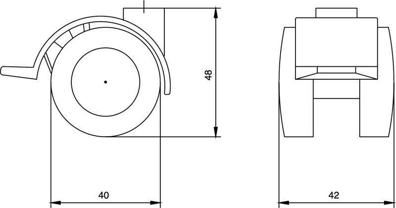 Meubelwiel zwart Zacht + Rem 40 mm met Bevestigingsplaat - Afbeelding 2