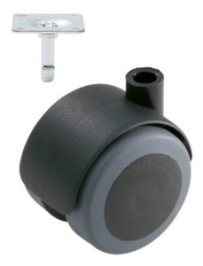 Meubelwiel zwart Zacht 50 mm met Bevestigingsplaat