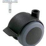 Meubelwiel zwart Zacht + Rem 50 mm met Bevestigingsplaat