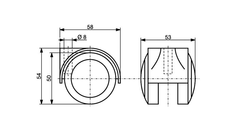 Meubelwiel zwart Zacht 50 mm Stift M10 - Afbeelding 2