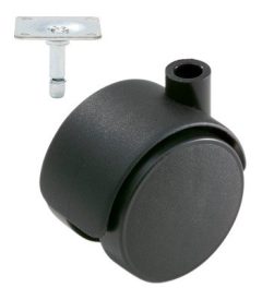 Meubelwiel zwart Hard 40 mm met Bevestigingsplaat