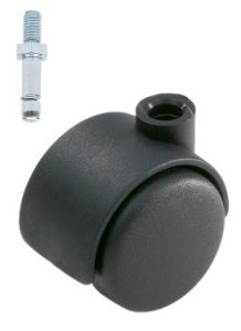 Meubelwiel zwart Hard 50 mm Stift M10