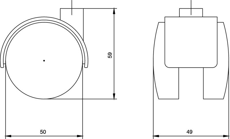 Meubelwiel zwart Hard 50 mm Stift M10 - Afbeelding 2