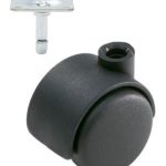 Meubelwiel zwart Hard 50 mm met Bevestigingsplaat