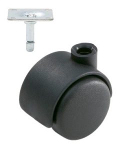 Meubelwiel zwart Hard 50 mm met Bevestigingsplaat