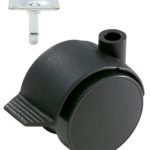 Meubelwiel zwart Hard + Rem 50 mm met Bevestigingsplaat