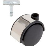 Meubelwiel chroom Hard 40 mm met Bevestigingsplaat