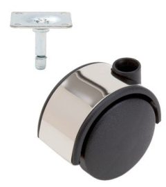 Meubelwiel chroom Hard 40 mm met Bevestigingsplaat