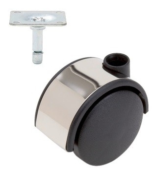 Meubelwiel chroom Hard 40 mm met Bevestigingsplaat