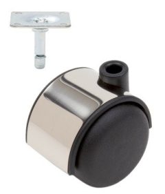 Meubelwiel chroom Hard 50 mm Stift met Bevestigingsplaat