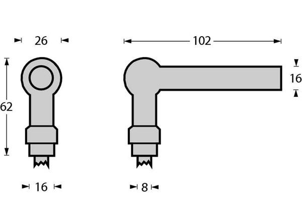Enkele deurklink L-model rvs - Afbeelding 2