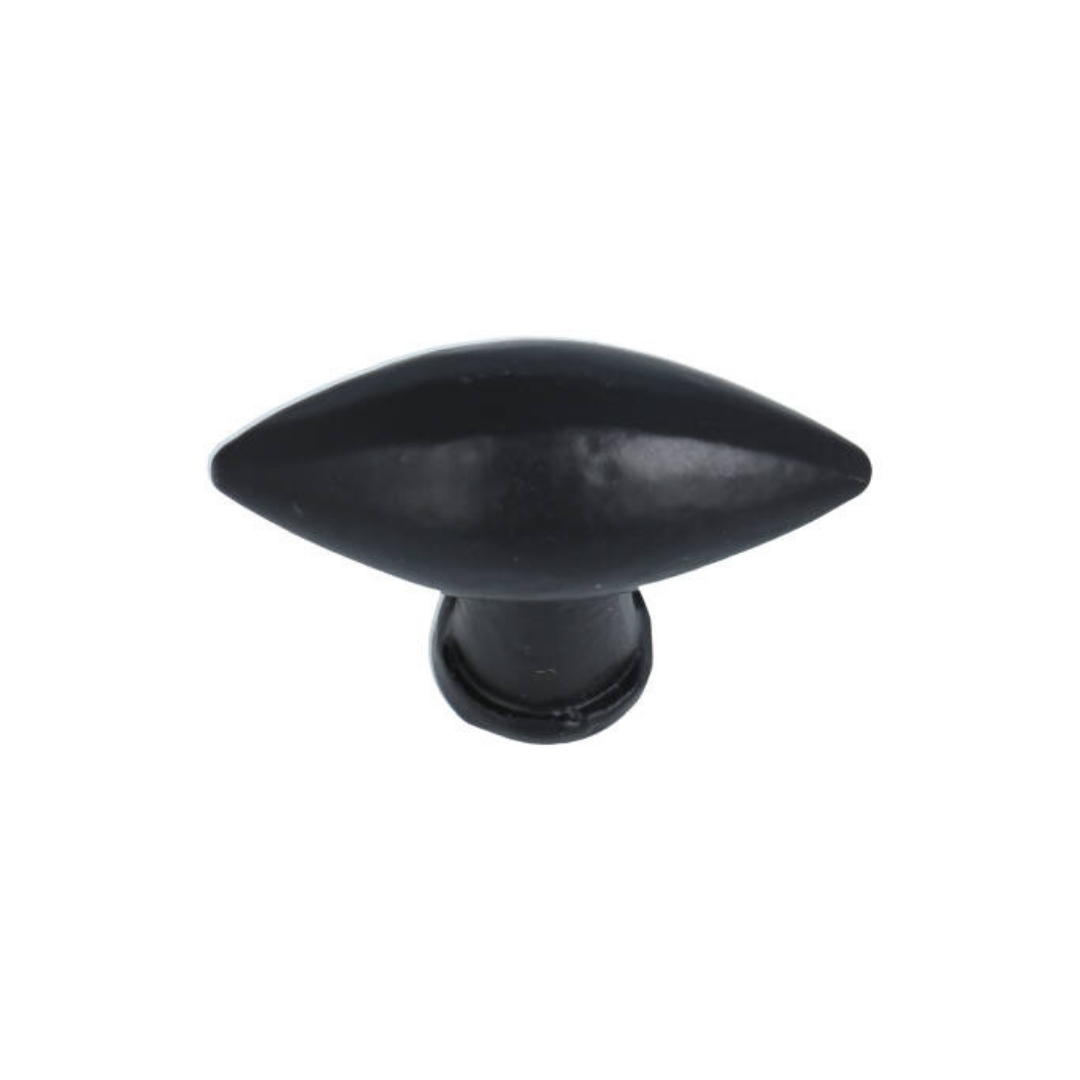 Knop ovaal ijzer zwart