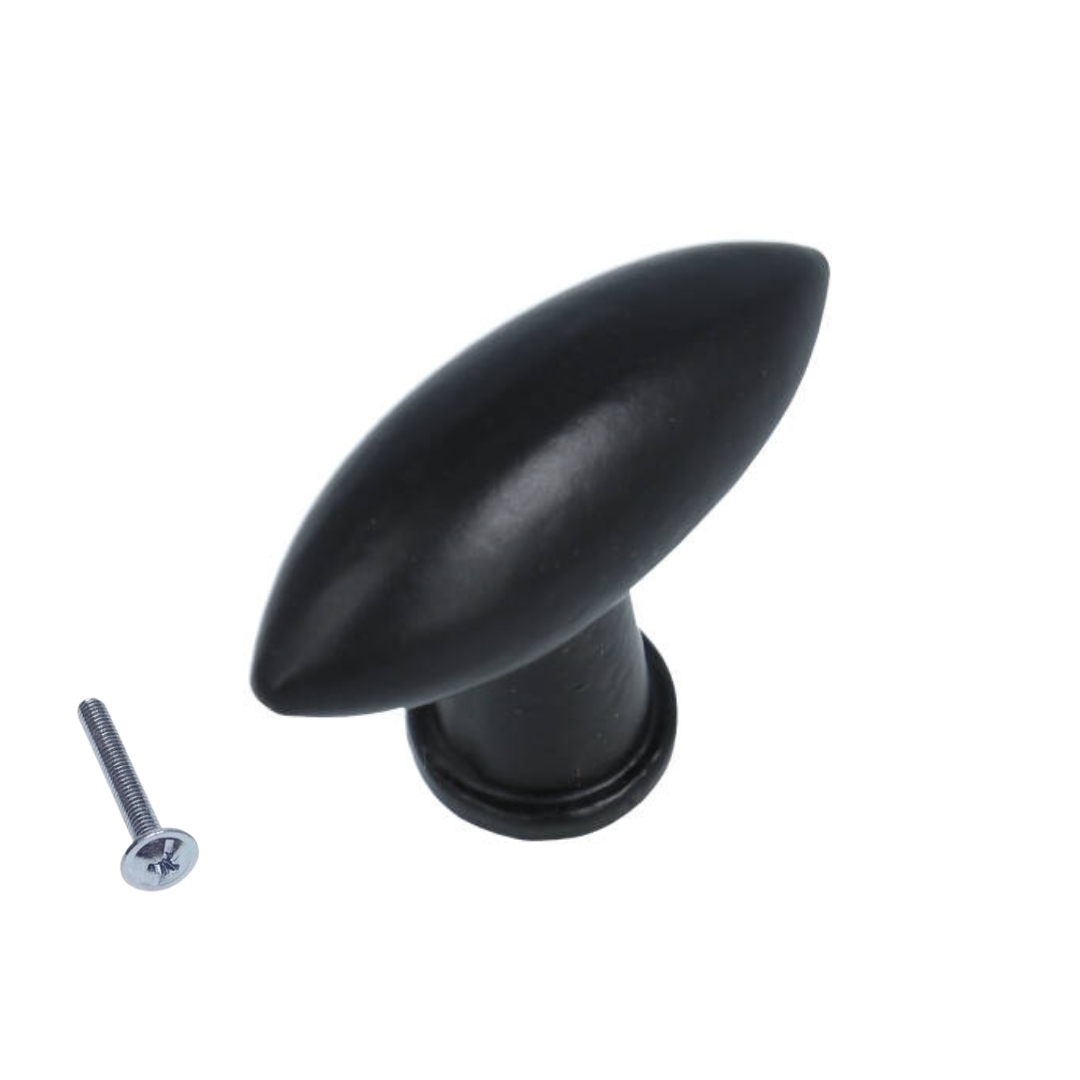 Knop ovaal ijzer zwart 45 x 14 mm - Afbeelding 3