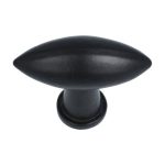 Knop ovaal ijzer zwart 37 x 13 mm