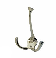 Kapstokhaak dubbel nikkel glans
