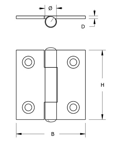 Scharnier blank verzinkt 40x40 mm - Afbeelding 2