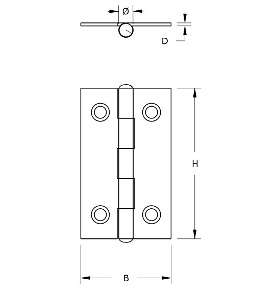 Smalscharnier 30x20 mm rvs gepolijst - Afbeelding 2