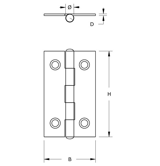 Smalscharnier 50x30 mm rvs gepolijst - Afbeelding 2