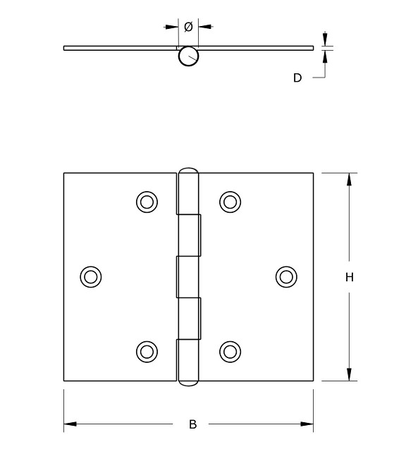 Smalscharnier 60x60 mm rvs gepolijst - Afbeelding 2
