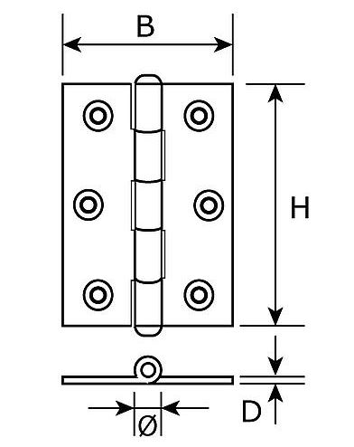 Smalscharnier 70x40 mm rvs gepolijst - Afbeelding 2
