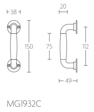 Deurgreep Timeless MG1932C messing Ongelakt/Ebbenhout - Afbeelding 2