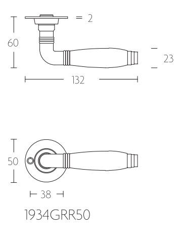 Deurklink Timeless 1934GRR50 messing Ongelakt/Ebbenhout - Afbeelding 2