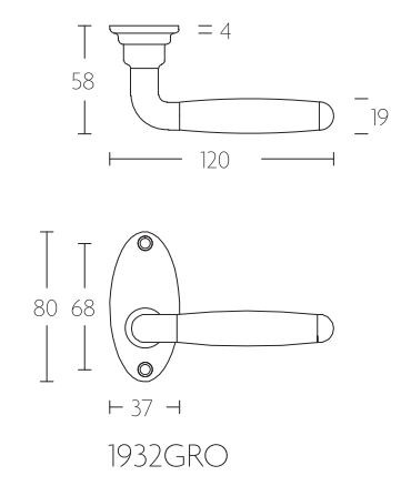 Deurklink Timeless 1932GRO glans nikkel/Ebbenhout - Afbeelding 2