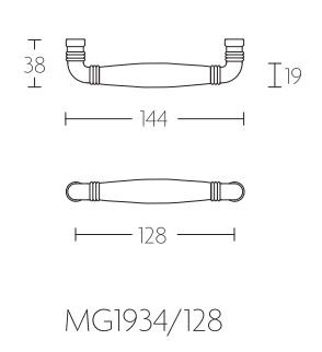 Meubelgreep Timeless MG1934-128 messing Ongelakt/Ebbenhout 128 mm - Afbeelding 2