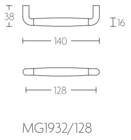 Meubelgreep Timeless MG1932-128 messing Ongelakt/Ebbenhout 128 mm - Afbeelding 2