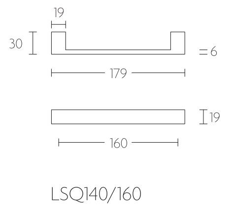 Meubelgreep Square LSQ140-160 mat rvs 160 mm - Afbeelding 2