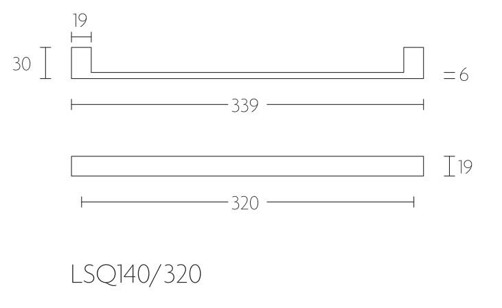 Meubelgreep Square LSQ140-320 mat rvs 320 mm - Afbeelding 2