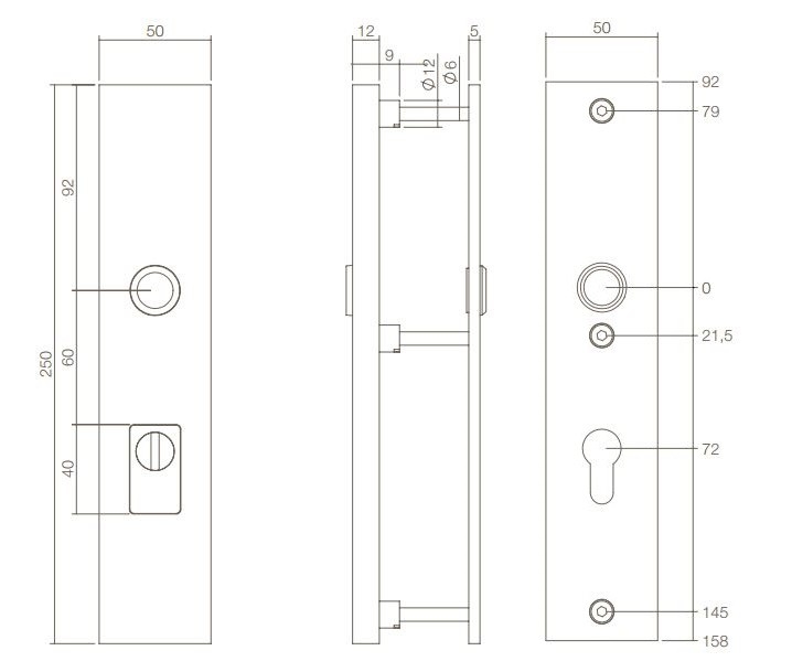 Intersteel Veiligheidsschilden PC92 met kerntrek beveiliging kruk/kruk SKG3 rvs Rechthoekig - Afbeelding 3