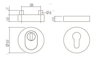 SKG3 Veiligheid-rozet + kerntrekbeveiliging verdekt rvs AISI 316 - Afbeelding 2