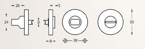 Intersteel wc-sluiting 8mm rond verdekt messing gelakt - Afbeelding 2