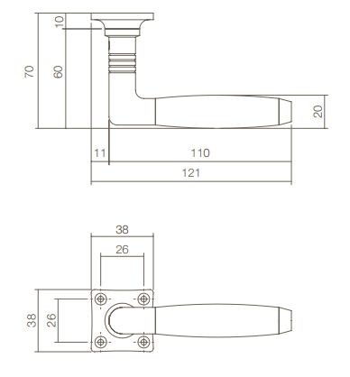 Deurklink Ton 400 nikkel/ebbenhout inclusief rozetten - Afbeelding 2