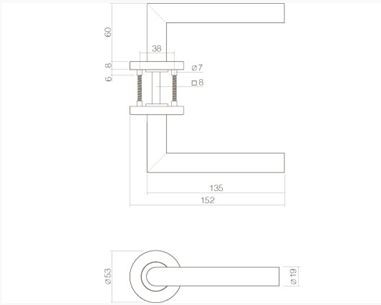 Intersteel deurklink rechte Jura op rond rozet rvs - Afbeelding 2