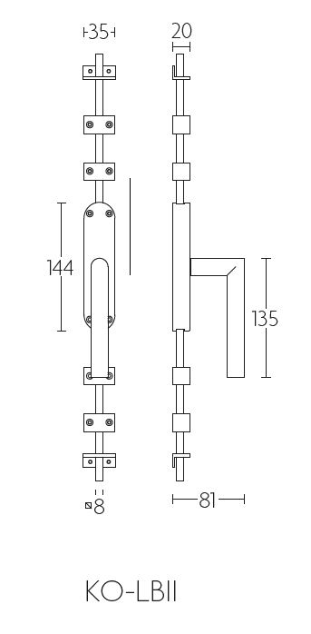 Kruk-Espagnolet KO-LBII 19 Rechts mat rvs - Afbeelding 2