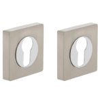 Intersteel cilinderrozetten verdekt 55x55x10mm met nokken chroom/nikkel mat