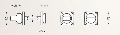 Intersteel wc-sluiting 8mm vierkant messing getrommeld - Afbeelding 2
