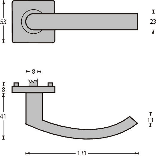 Intersteel enkele deurklink Blok op rozet vierkant rvs - Afbeelding 2