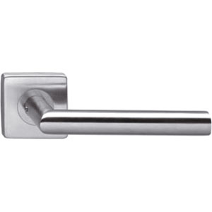 Intersteel enkele Deurklink rechte Jura op rozet vierkant rvs