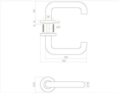 Intersteel enkele deurklink links Rond op rond rozet rvs - Afbeelding 2