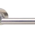 Intersteel enkele deurklink rechts rechte Jura op rond rozet rvs