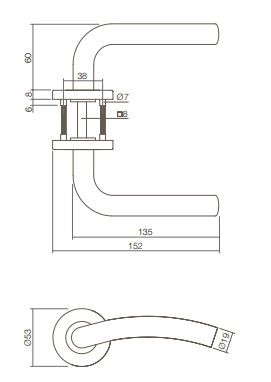 Intersteel enkele deurklink links Lisa op rond rozet rvs - Afbeelding 2
